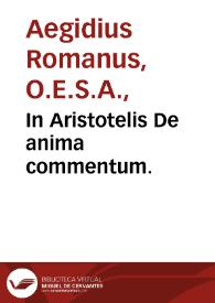 Portada:In Aristotelis De anima commentum.