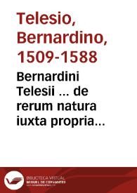 Portada:Bernardini Telesii ... de rerum natura iuxta propria principia Libri IX...
