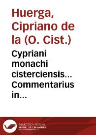 Portada:Cypriani monachi cisterciensis... Commentarius in Psalmum XXXVIII ..