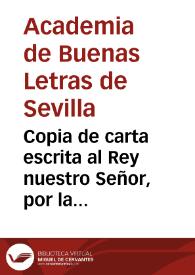 Portada:Copia de carta escrita al Rey nuestro Señor, por la muy Noble, y muy Leal Ciudad de Sevilla