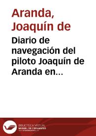 Portada:Diario de navegación del piloto Joaquín de Aranda en sus viajes entre España y América los años 1772-1778