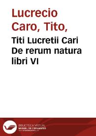 Portada:Titi Lucretii Cari De rerum natura libri VI