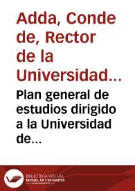 Portada:Plan general de estudios dirigido a la Universidad de Salamanca por el Real y Supremo Consejo de Castilla y mandado imprimir de su orden