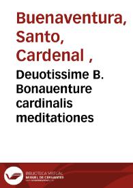 Portada:Deuotissime B. Bonauenture cardinalis meditationes