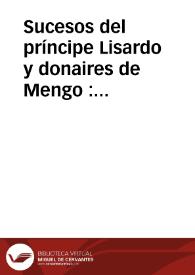 Portada:Sucesos del príncipe Lisardo y donaires de Mengo : Comedia heroica y nueva