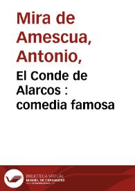 Portada:El Conde de Alarcos : comedia famosa / del doctor Mira de Mesqua