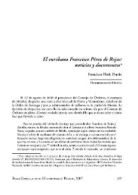 Portada:El escribano Francisco Pérez de Rojas: noticias y documentos / Francisco Florit Durán