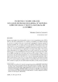Portada:Escritura y mujer 1808-1838: los casos de Frasquita Larrea, Mª Manuela López de Ulloa y Vicenta Maturana de Gutiérrez / Marieta Cantos Casenave