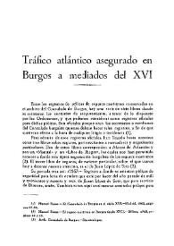 Portada:Tráfico atlántico asegurado en Burgos a mediados del XVI / Manuel Basas