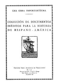 Portada:Prólogo a \"Colección de documentos inéditos para la Historia de Hispano-América\" / Rafael Altamira