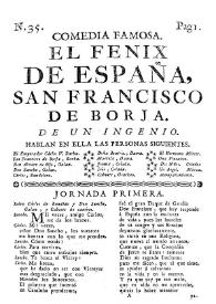 Portada:Comedia famosa El Fénix de España, San Francisco de Borja / de un ingenio