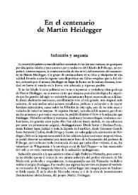 Portada:En el centenario de Martin Heidegger / Jorge Uscatescu