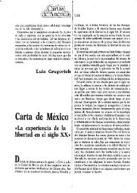 Portada:Carta de México: "La experiencia de la libertad en el siglo XX" / Manuel Ulacia