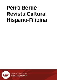Portada:Perro Berde : Revista Cultural Hispano-Filipina