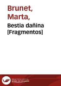 Portada:Bestia dañina [Fragmentos] / Marta Brunet