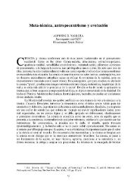 Portada:Meta-técnica, el antropocentrismo y evolución / Alfredo D. Vallota