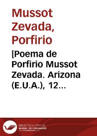 Portada:[Poema de Porfirio Mussot Zevada. Arizona (E.U.A.), 12 de mayo de 1911]
