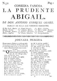 Portada:La prudente Abigail [1762] / de Don Antonio Enriquez Gomez