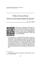 Portada:Poética de la antífrasis (Sobre la dedicatoria del primer Quijote) / Francisco Rico