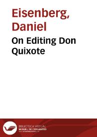 Portada:On Editing Don Quixote / Daniel Eisenberg