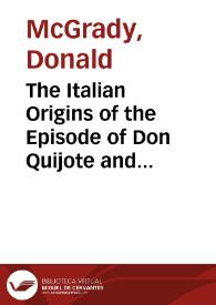 Portada:The Italian Origins of the Episode of Don Quijote and Maritornes / Donald McGrady