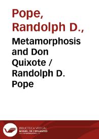Portada:Metamorphosis and Don Quixote / Randolph D. Pope