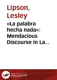Portada:«La palabra hecha nada»: Mendacious Discourse in La Gitanilla / Lesley Lipson