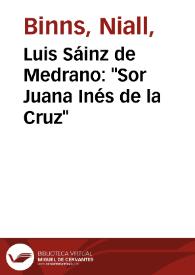 Portada:Luis Sáinz de Medrano: \"Sor Juana Inés de la Cruz\" / Niall Binns