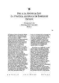 Portada:Fiel a la antigua ley: \"La política de Angélica\" de Enríquez Gómez / Constance H. Rose