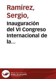 Portada:Inauguración del VI Congreso Internacional de la Lengua Española / Sergio Ramírez