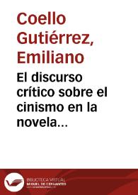 Portada:El discurso crítico sobre el cinismo en la novela centroamericana contemporánea: bases para una lectura alternativa / Emiliano Coello Gutiérrez