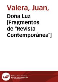 Portada:Doña Luz [Fragmentos de \"Revista Contemporánea\"]