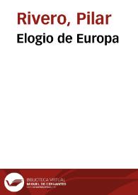 Portada:Elogio de Europa / Pilar Rivero y Julián Pelegrín