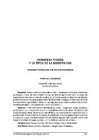 Portada:Fernando Pessoa y la épica de la modernidad / Perfecto E. Cuadrado