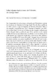Portada:Sobre algunas traducciones de \"Valentine\" de George Sand / M. Carme Figuerola