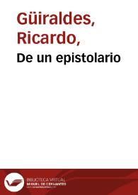 Portada:De un epistolario / Ricardo Güiraldes