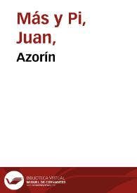 Portada:Azorín / Juan Mas y Pi