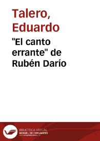 Portada:\"El canto errante\" de Rubén Darío / Eduardo Talero