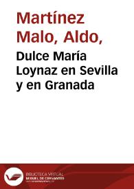 Portada:Dulce María Loynaz en Sevilla y en Granada / Aldo Martínez Malo
