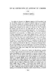 Portada:En el centenario de Antonio de Cabezón / por Federico Sopeña