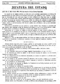 Portada:Ley de 17 de julio de 1942 de creación de las Cortes Españolas 
