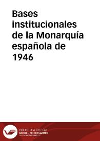Portada:Bases institucionales de la Monarquía española de 1946