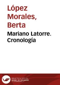 Portada:Mariano Latorre. Cronología / Berta López Morales