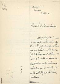 Portada:Carta de Rafael Altamira a Antonio Maura. Madrid, 16 de diciembre de 1895