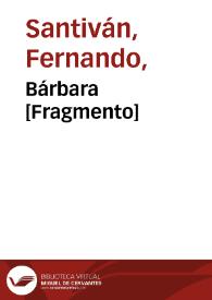 Portada:Bárbara [Fragmento] / Fernando Santiván