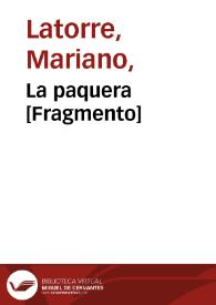 Portada:La paquera [Fragmento] / Mariano Latorre