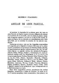 Portada:Segundo cuaderno de la "Assilah" de Aben Pascual / Francisco Codera