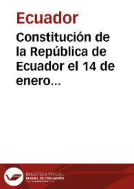 Portada:Constitución de la República de Ecuador el 14 de enero 1897