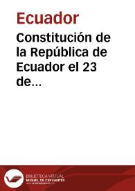 Portada:Constitución de la República de Ecuador el 23 de diciembre 1906