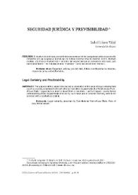 Portada:Seguridad jurídica y previsibilidad / Isabel Lifante Vidal